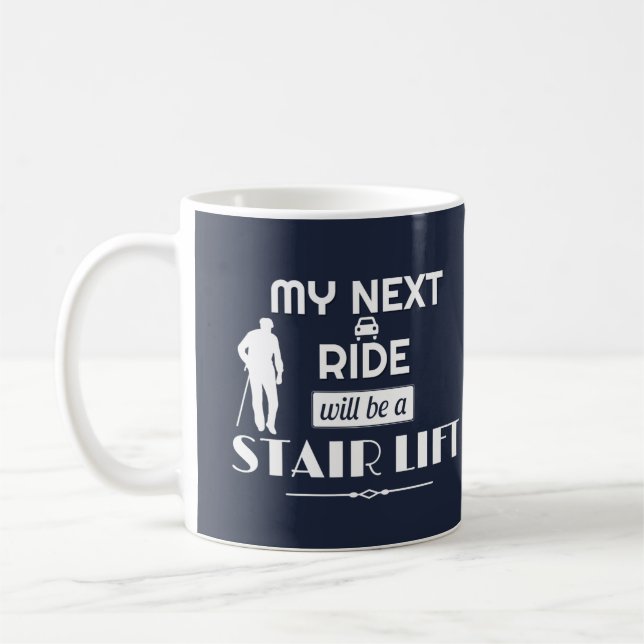 Aging humour - stair lift coffee mug (Left)