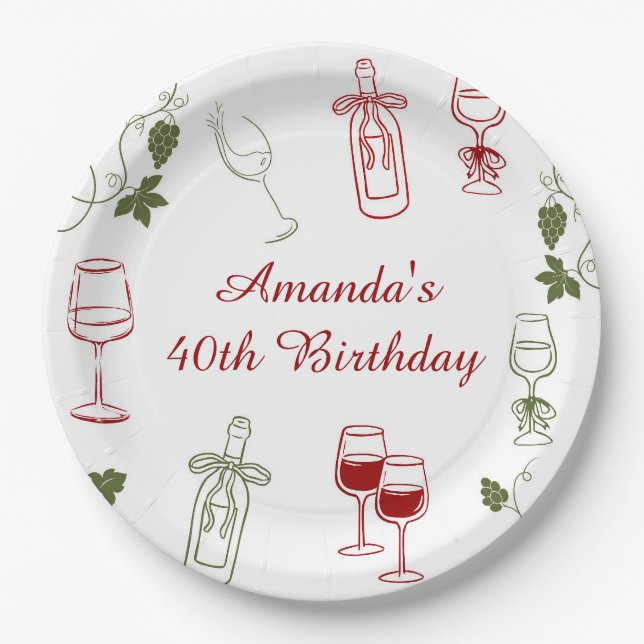  Aging Like Fine Wine Paper Plate (Front)