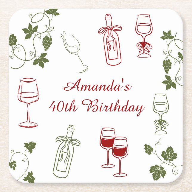  Aging Like Fine Wine Square Paper Coaster (Front)