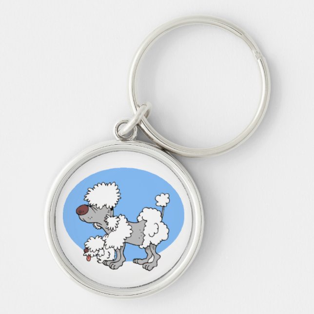 Aging Poodle Cartoon Key Chain (Front)