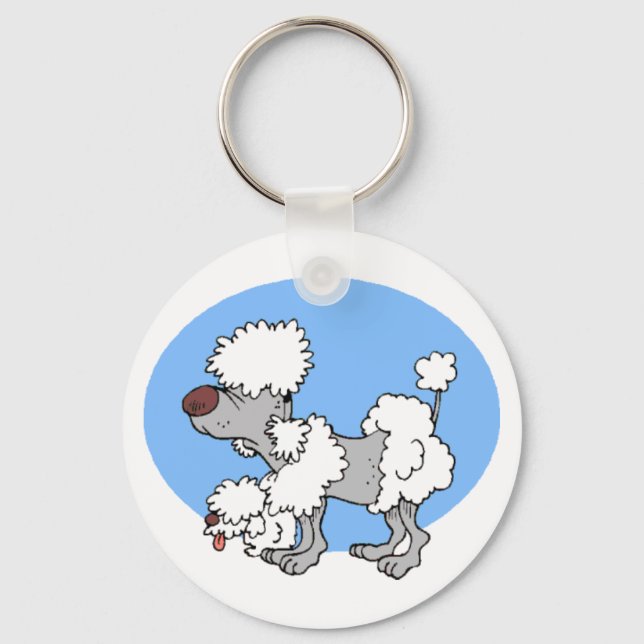 Aging Poodle Cartoon Key Chain (Front)