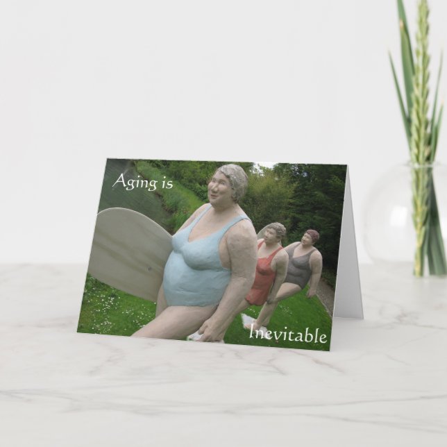 Aging surfers birthday card old age humour (Front)