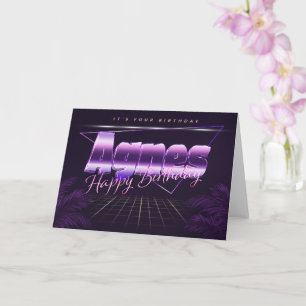 Agnes Name Vorname lila retro Karte Geburtstag Card