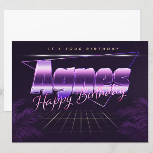 Agnes Name Vorname lila retro Karte Geburtstag Card