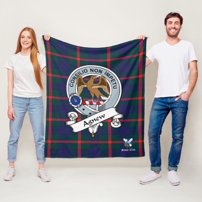 Agnew Clan Badge Scot Tartan Plaid Fleece Blanket (In Situ)