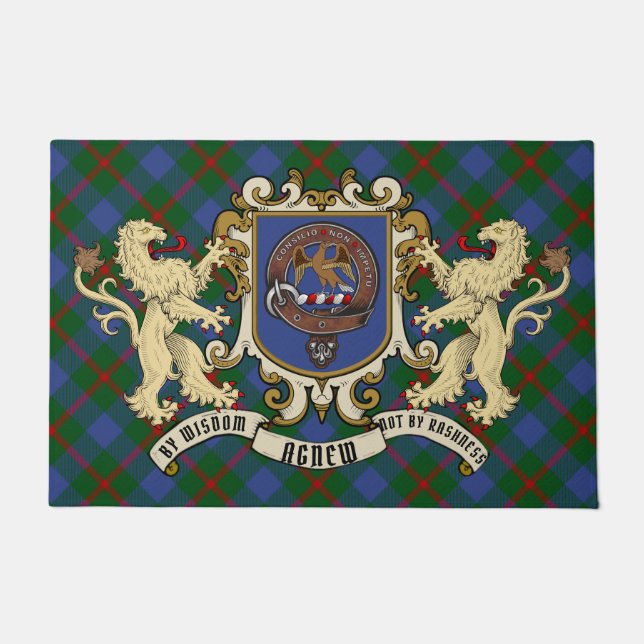Agnew Clan Badge & Tartan  Doormat (Front)
