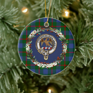 Agnew Clan Badge & Tartan Personalised Xmas Ceramic Ornament