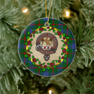 Agnew Clan Badge & Tartan Personalised Xmas Ceramic Ornament