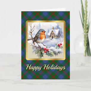 Agnew Crest & Tartan w/Robin Personalised Xmas Card