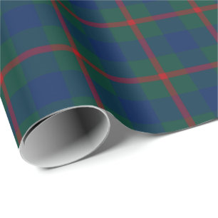 Agnew Family Tartan Green and Blue Plaid Wrapping Paper