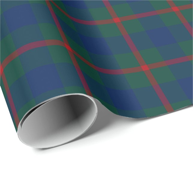 Agnew Family Tartan Green and Blue Plaid Wrapping Paper (Roll Corner)