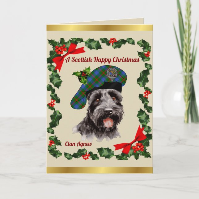Agnew Scottie Dog Personalised Xmas Card (Front)