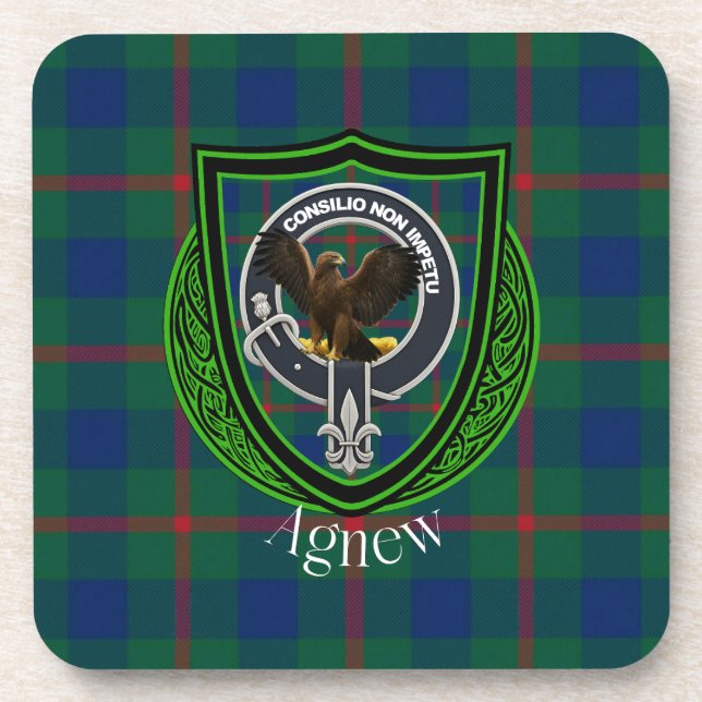 Agnew Scottish Clan Tartan & Crest Coaster (Front)