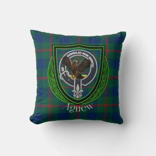 Agnew Scottish Clan Tartan Crest Cushion