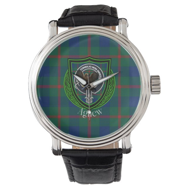 Agnew Scottish Clan Tartan & Crest Watch (Front)