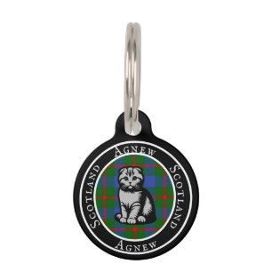 Agnew Tartan & Scottish Kitty Personalized  Pet Tag