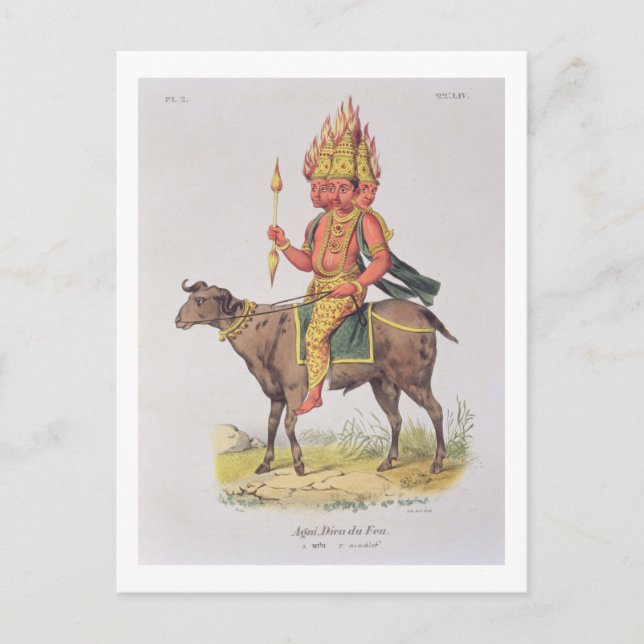 Agni, God of Fire, engraved by Charles Etienne Pie Postcard (Front)