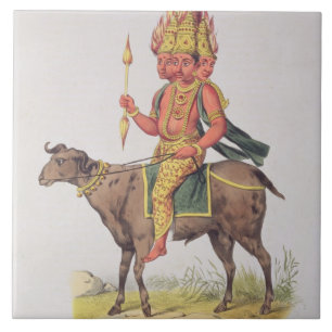 Agni, God of Fire, engraved by Charles Etienne Pie Tile