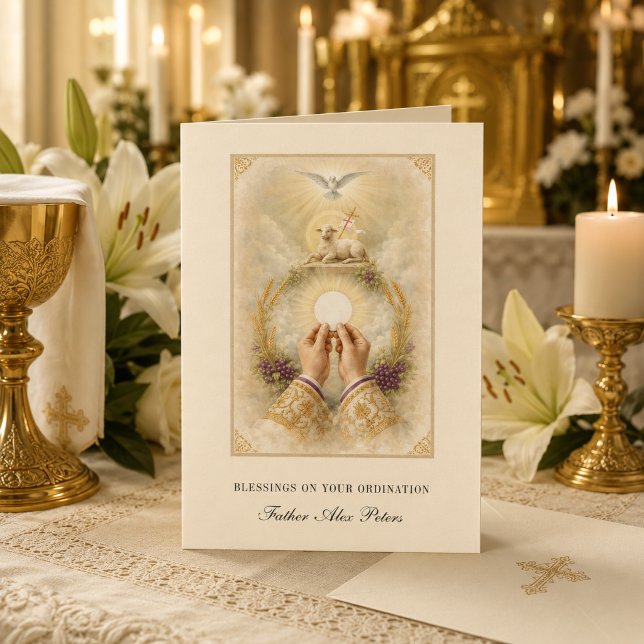 Agnus Dei Eucharist Priest Ordination Blessing Card (Creator Uploaded)