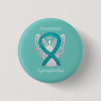 Agoraphobia Awareness Angel Teal Ribbon Custom Pin
