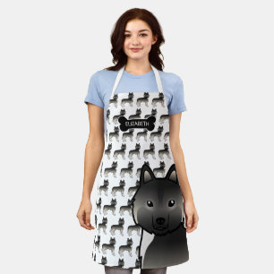 Agouti Siberian Husky Cute Cartoon Dog & Name Apron