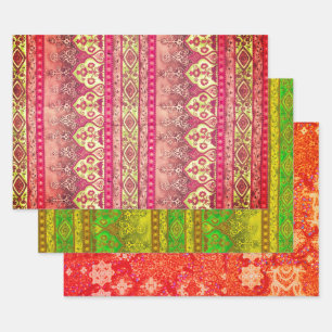Agra and Suthep in green, gold and brick red Wrapping Paper Sheet