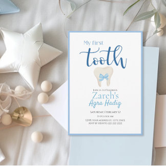 Agra Hadig  Armenian First Tooth Blue Customisable Invitation