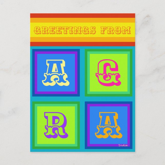 Agra India colourful vacation Postcard (Front)