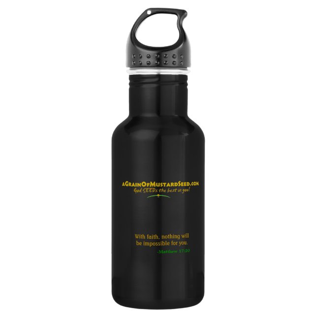 Agrainofmustardseed.com Logo Matthew 17:20 532 Ml Water Bottle (Front)