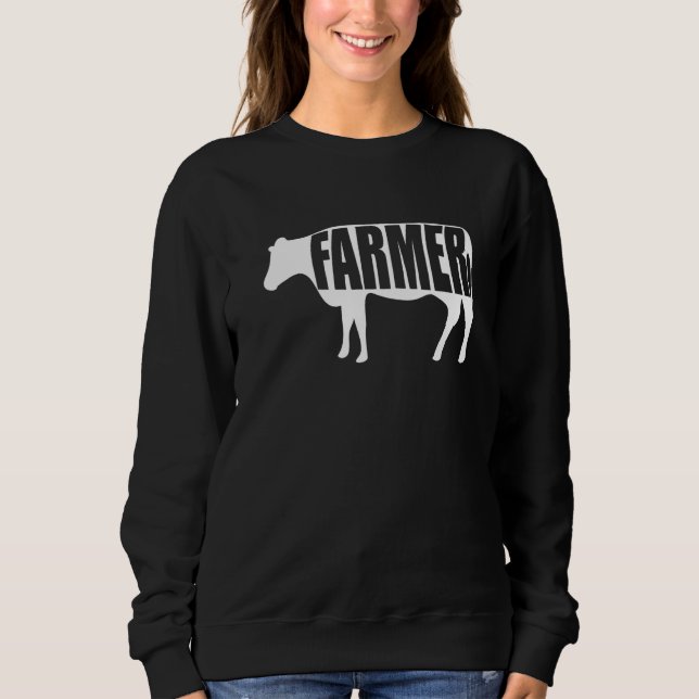 Agricultor Graphic Cow Farmer Agriculture Tractor  Sweatshirt (Front)