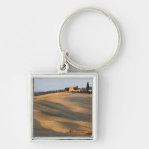 Agricultural field at sunset, Val d'Orcia, Tusca Key Ring