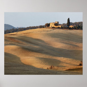 Agricultural field at sunset, Val d'Orcia, Tusca Poster