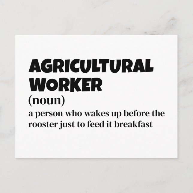 Agricultural Worker – Funny Definition Holiday Postcard (Front)