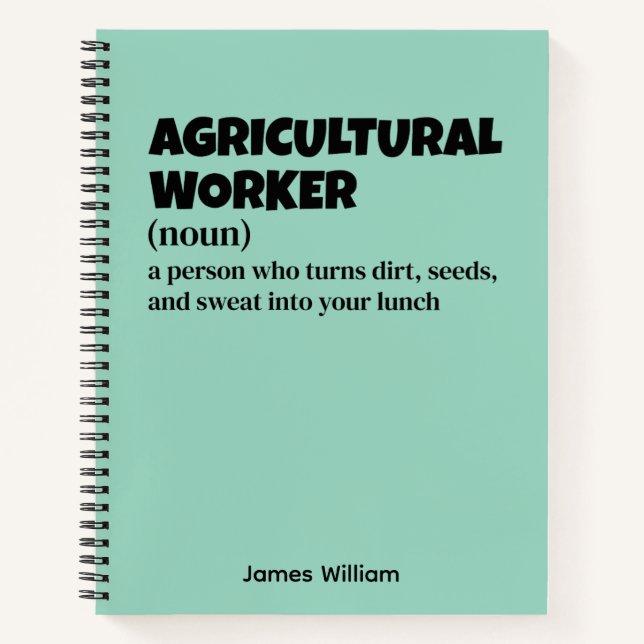 Agricultural Worker Humour Notebook (Front)