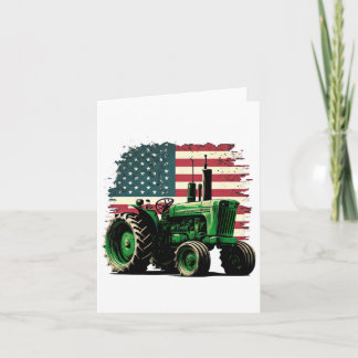 Agriculture Farm Tractor Usa Flag Tractor American Card