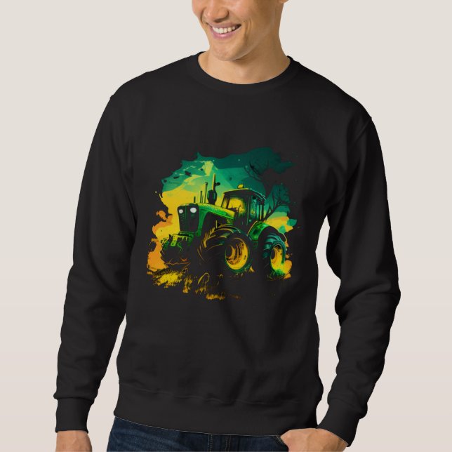 Agriculture farmers driving thick trekkers tractor sweatshirt (Front)