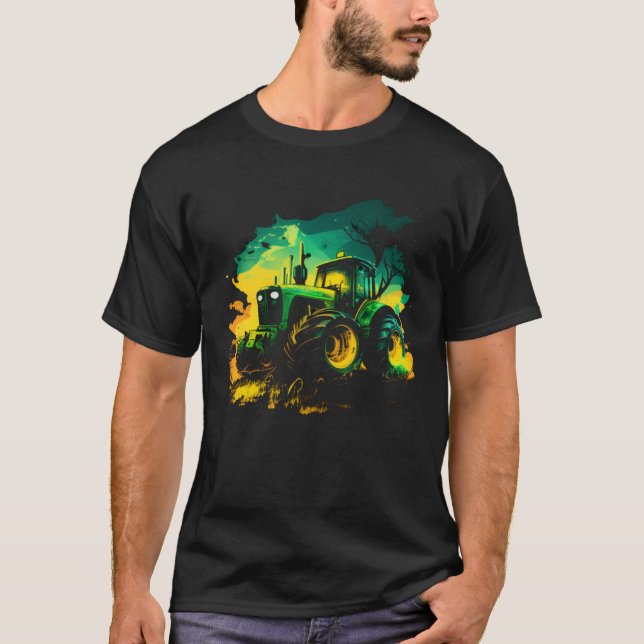 Agriculture farmers driving thick trekkers tractor T-Shirt (Front)