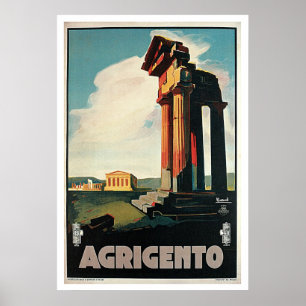 Agrigento, Girgenti, Italy Vintage Travel Poster