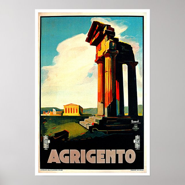 Agrigento Sicily Italy Travel Art Poster (Front)