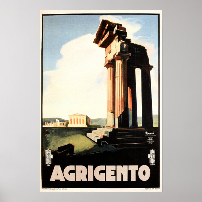 AGRIGENTO Sicily Valley of Temples Vintage Italian Poster (Front)