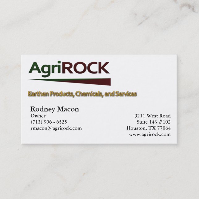 AgriRock Business Card (Front)