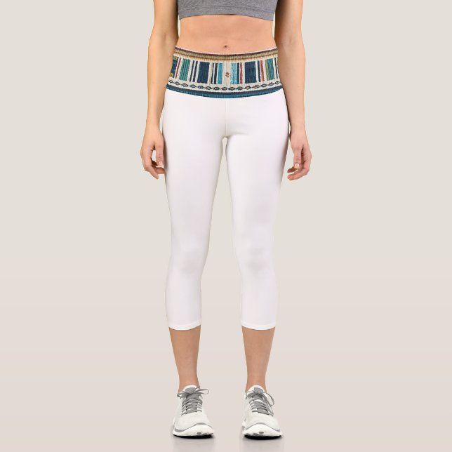 “AGUA BAND / WHITE” High-Waisted Capris  (Front)