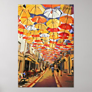 Agueda Umbrella Sky  Portugal Poster