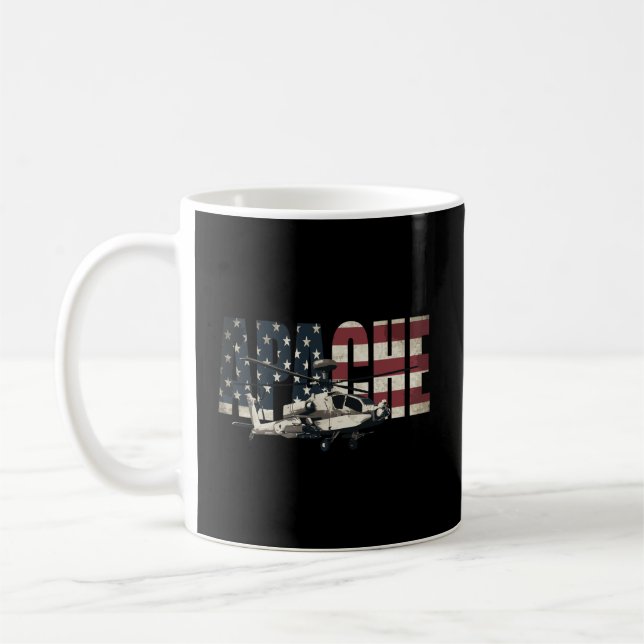 Ah-64 Ah64 Apache Helicopter Us American Flag Tshi Coffee Mug (Left)
