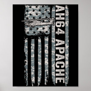 Ah-64 apache american flag helicopter camo apache poster