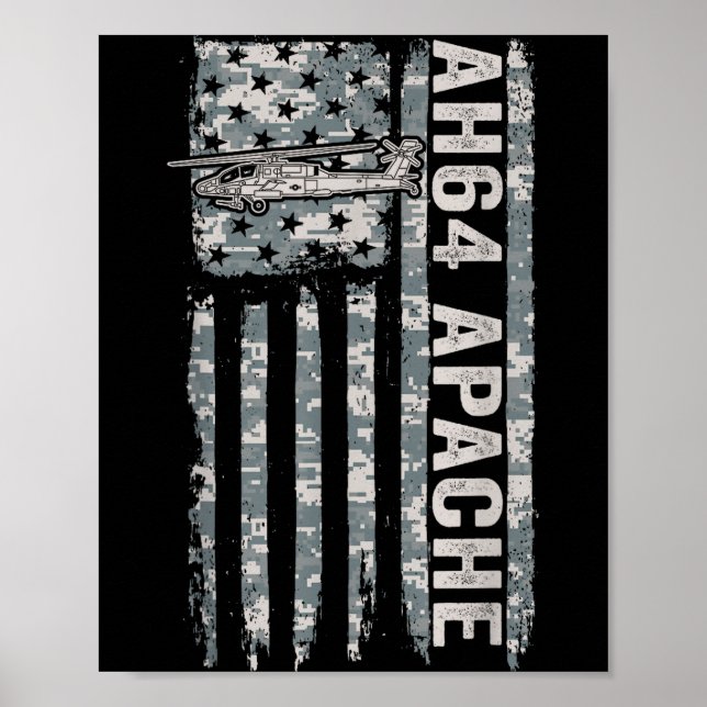 Ah-64 apache american flag helicopter camo apache  poster (Front)