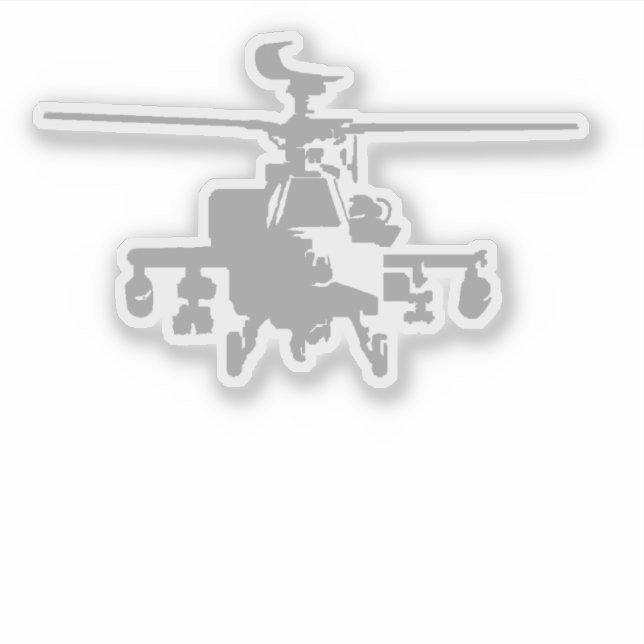 AH-64 Apache Frontal View Grey Sticker (Front)
