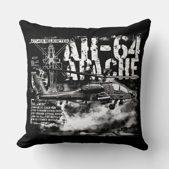 AH-64 Apache Grade A Cotton Throw Pillow 20x20 (Front)