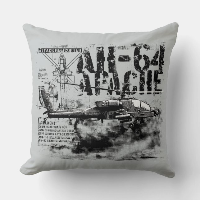 AH-64 Apache Grade A Cotton Throw Pillow 20x20 (Front)