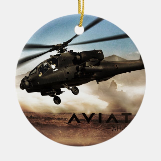 AH-64 Apache Helicopter Ceramic Tree Decoration (Front)